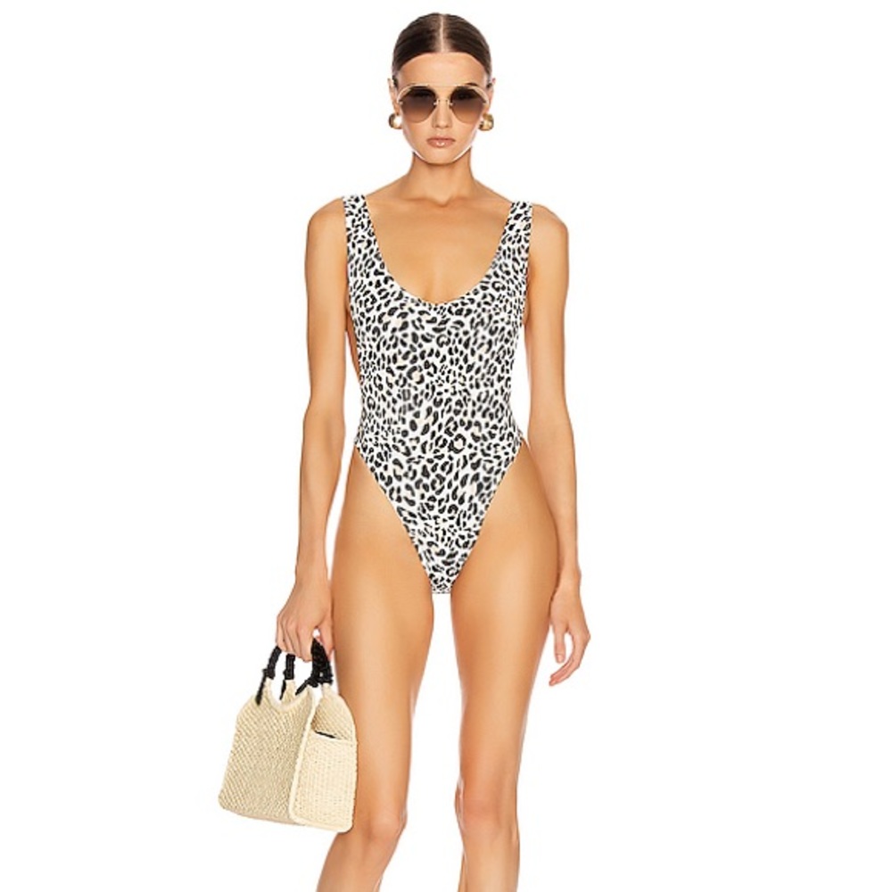 Norma Kamali Marissa One Piece in Baby Leopard - Picture 2 of 8